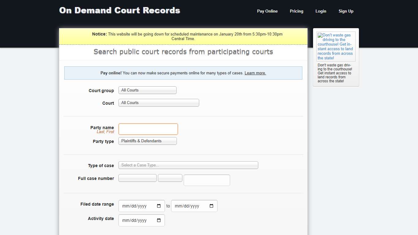 On Demand Court Records